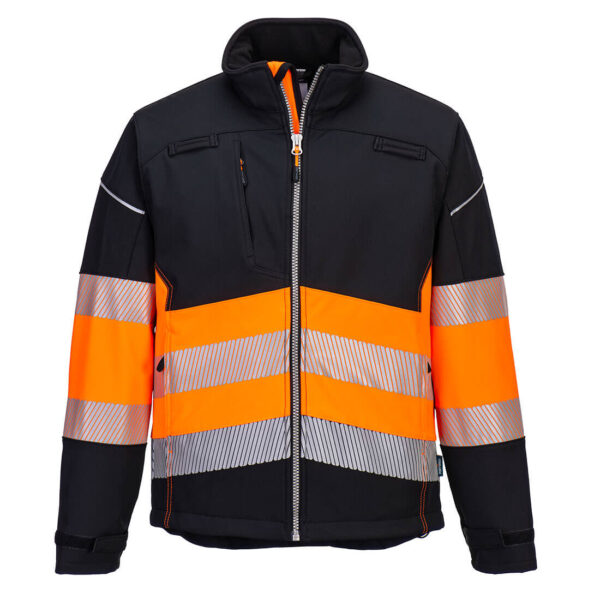 Kurtka Softshell Ostrzegawcza PW375 Klasa1(3L) PW3 Czarno/Pomarańczowa