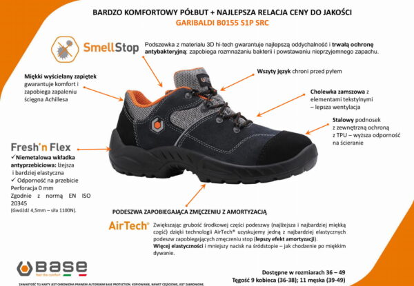 Półbut Base Garibaldi B0155 S1P SRC - obrazek 2